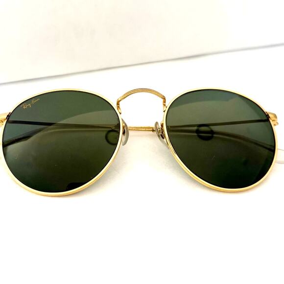 VTG 90s Ray-Ban B&L Gold Round Metal Preppy Sunglasses Festival Unisex 50mm main image 6